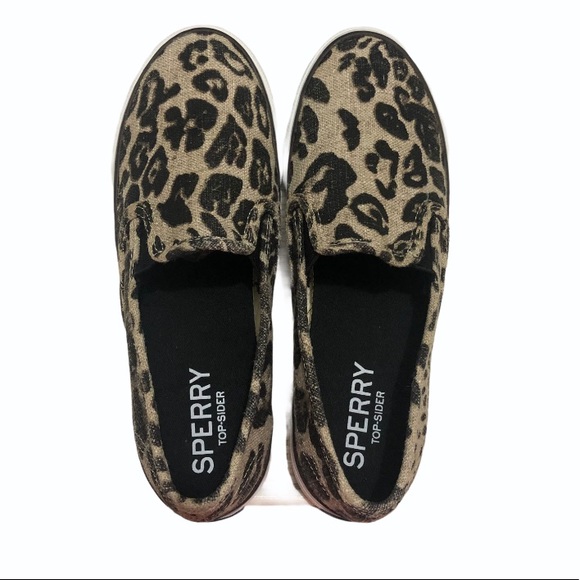 Sperry Seaside Leopard Slip On Sneakers - Picture 2 of 7